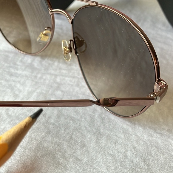 Kate Spade:Rose Gold Aviator (Joshelle) Sunglasses-case & cloth-brown lens-flaws - Picture 12 of 16